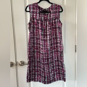 Attention Multi-Colored Textured Shift Dress, Size Large